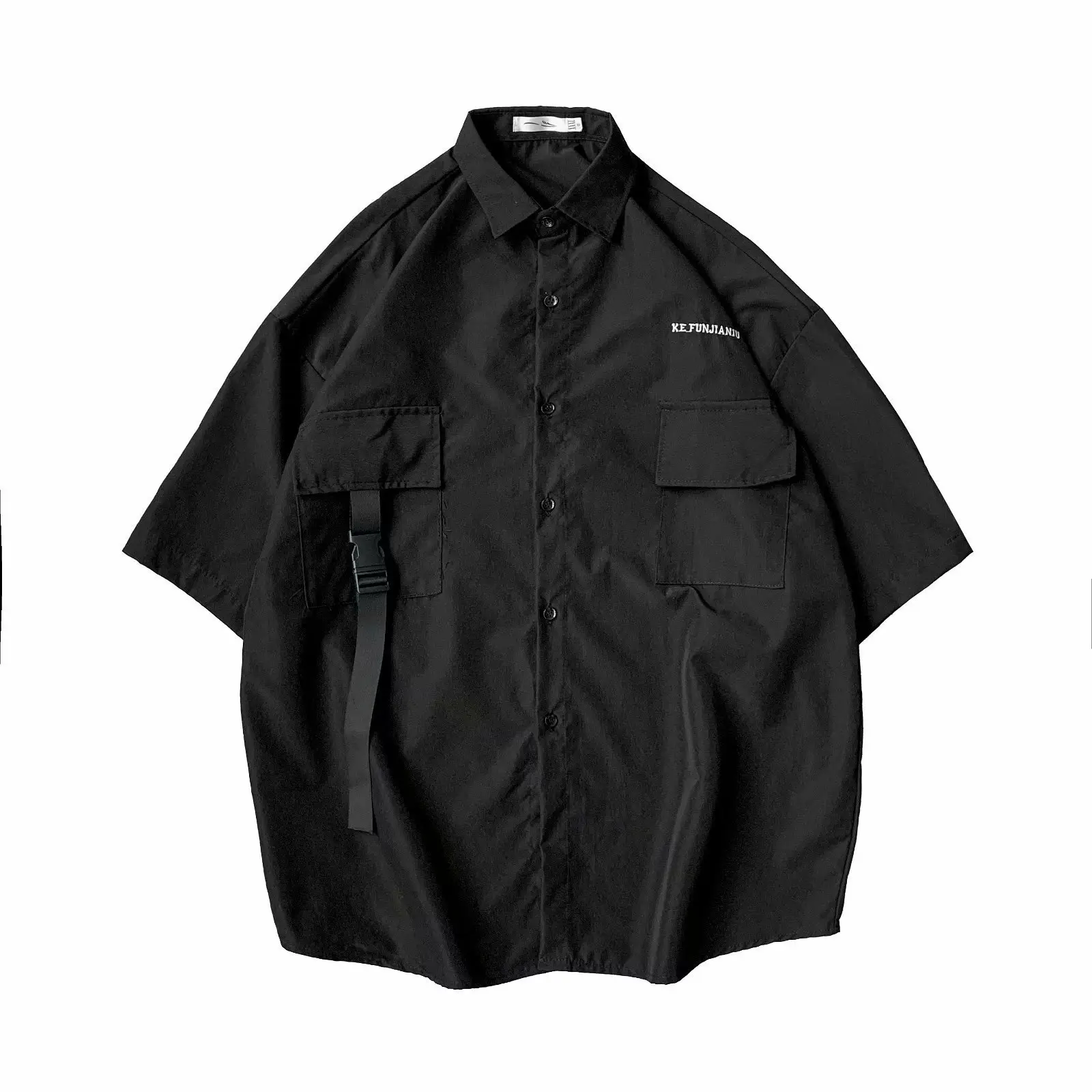 Men Black Short Sleeve Korean Style Shirt - Image 8