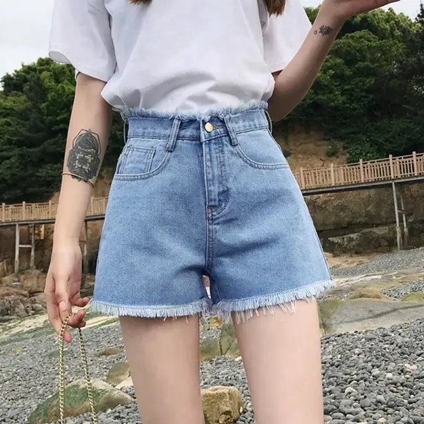 Korean Style High Waist Denim Shorts Women 2020 - Image 4
