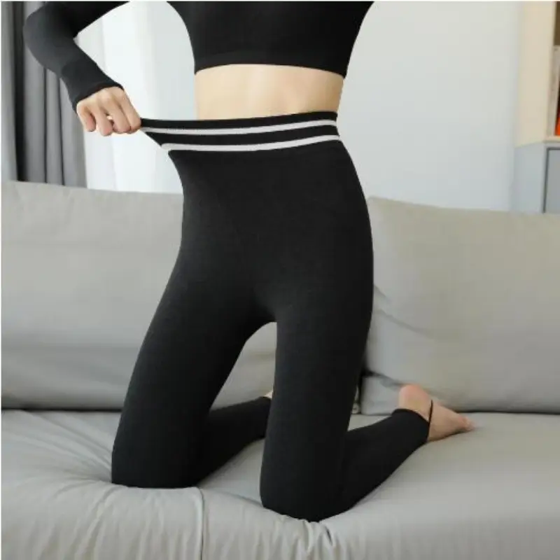 Autumn Winter Velvet Padded High Waist Leggings Large