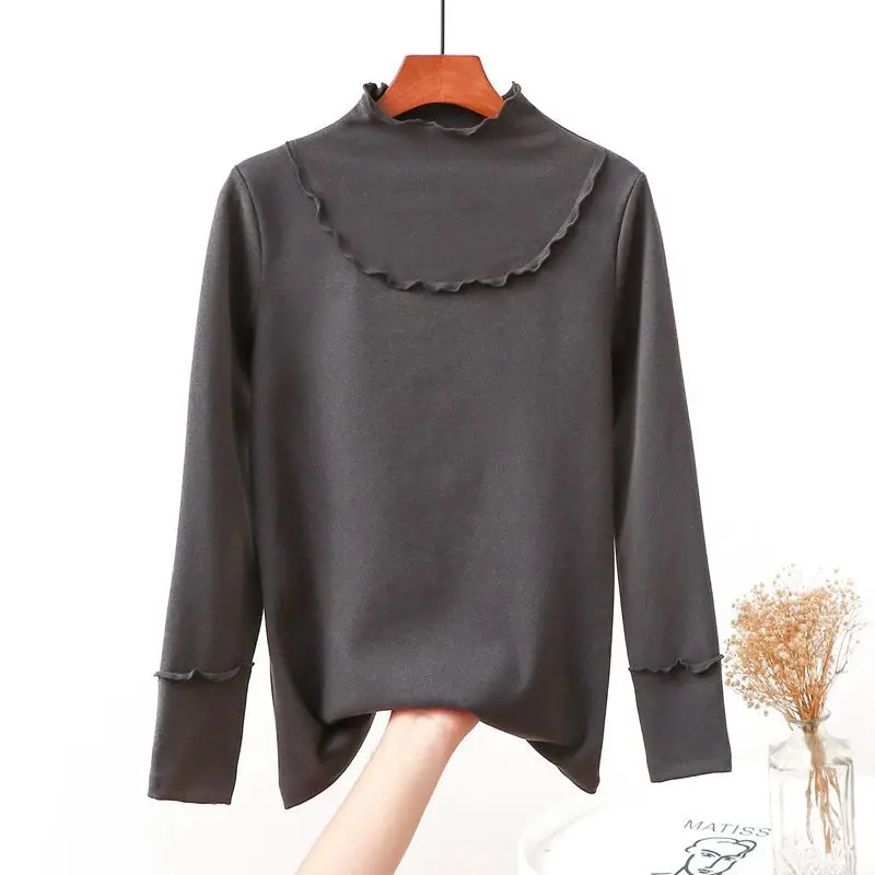 Women Green High Neck Long Sleeve Shirt Large - Image 9