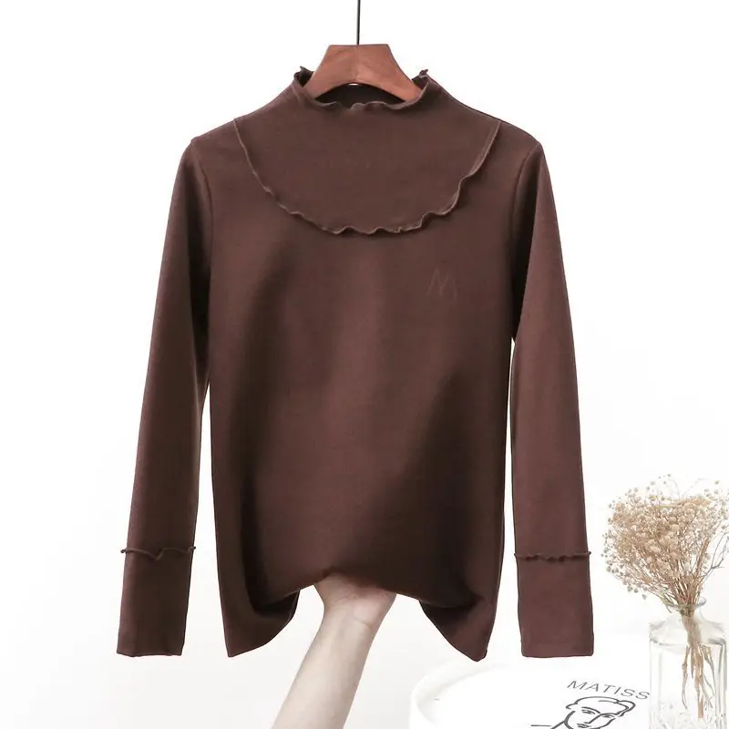 Women Green High Neck Long Sleeve Shirt Large - Image 5