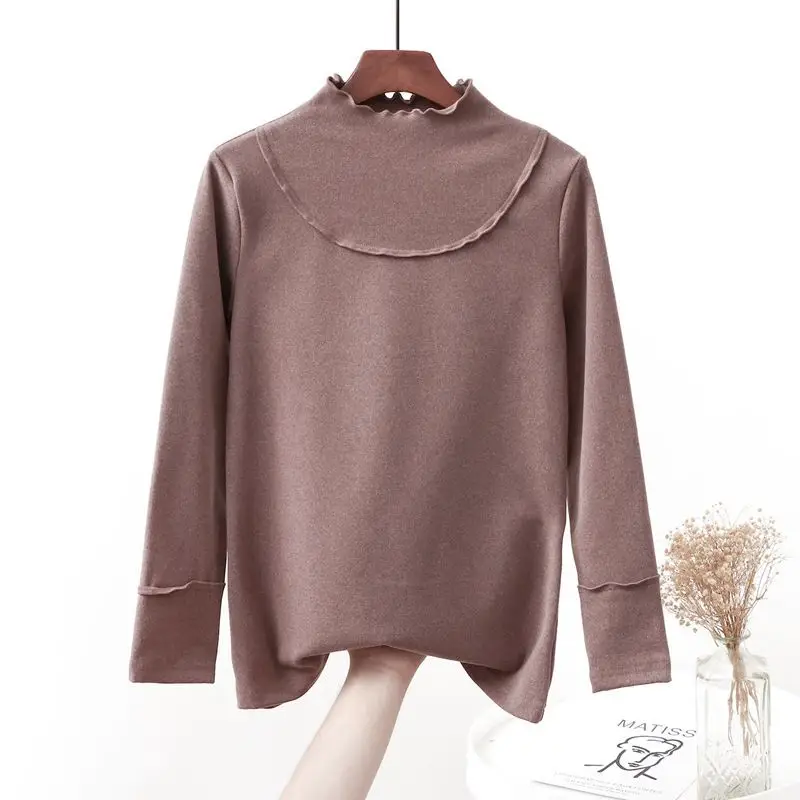 Women Green High Neck Long Sleeve Shirt Large - Image 4