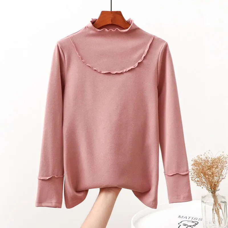 Women Green High Neck Long Sleeve Shirt Large - Image 2