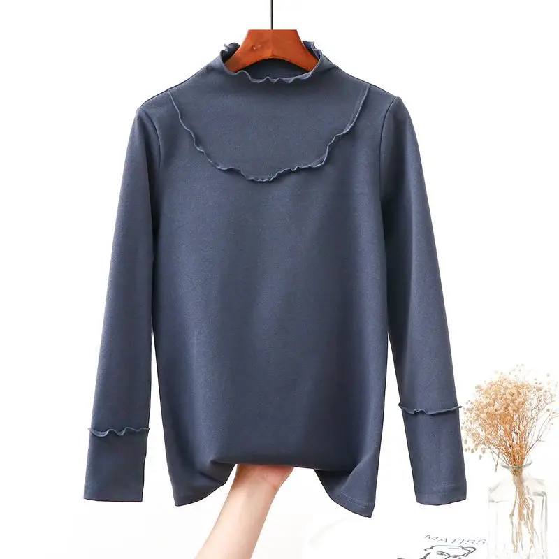 Women Green High Neck Long Sleeve Shirt Large - Image 6