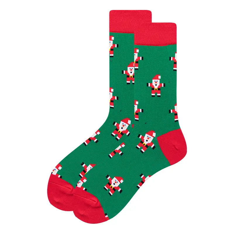 plus size Christmas Stocking Cross-border Holiday Mid-barrel Fun Gift Colorful Cotton Long-barrel Christmas Stocking Men's 41-46 Size