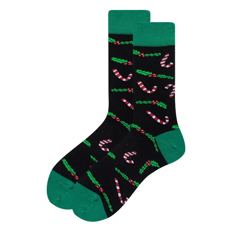 plus size Christmas Stocking Cross-border Holiday Mid-barrel Fun Gift Colorful Cotton Long-barrel Christmas Stocking Men's 41-46 Size