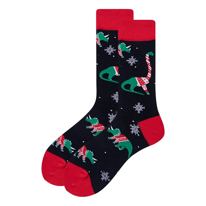 plus size Christmas Stocking Cross-border Holiday Mid-barrel Fun Gift Colorful Cotton Long-barrel Christmas Stocking Men's 41-46 Size