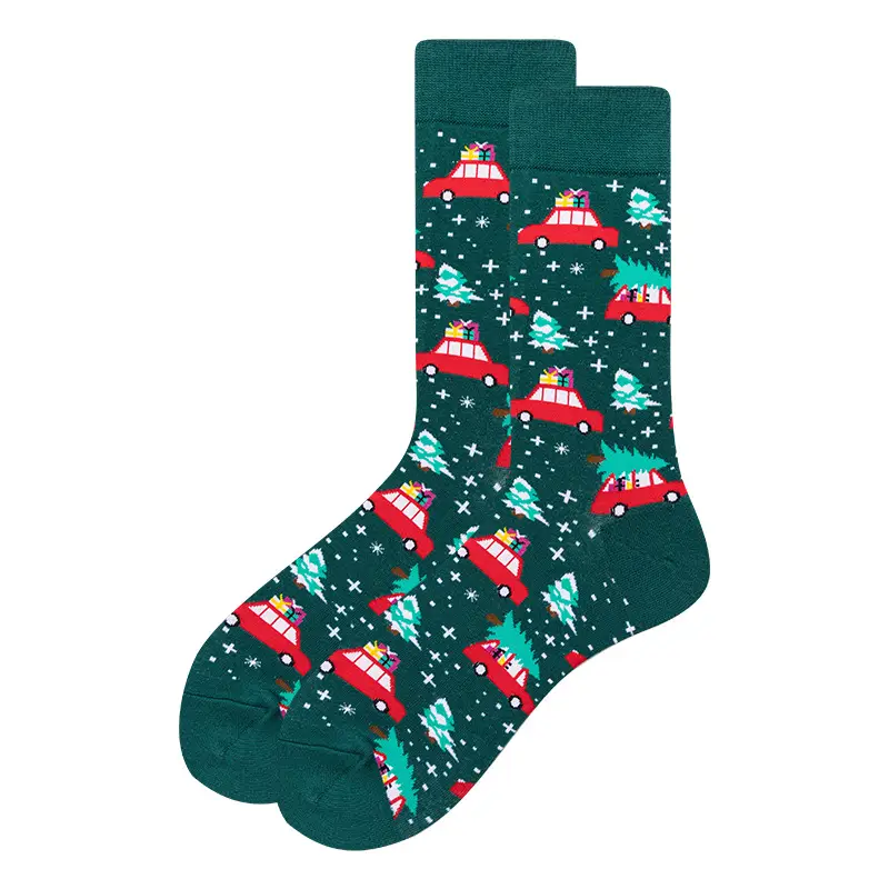 plus size Christmas Stocking Cross-border Holiday Mid-barrel Fun Gift Colorful Cotton Long-barrel Christmas Stocking Men's 41-46 Size