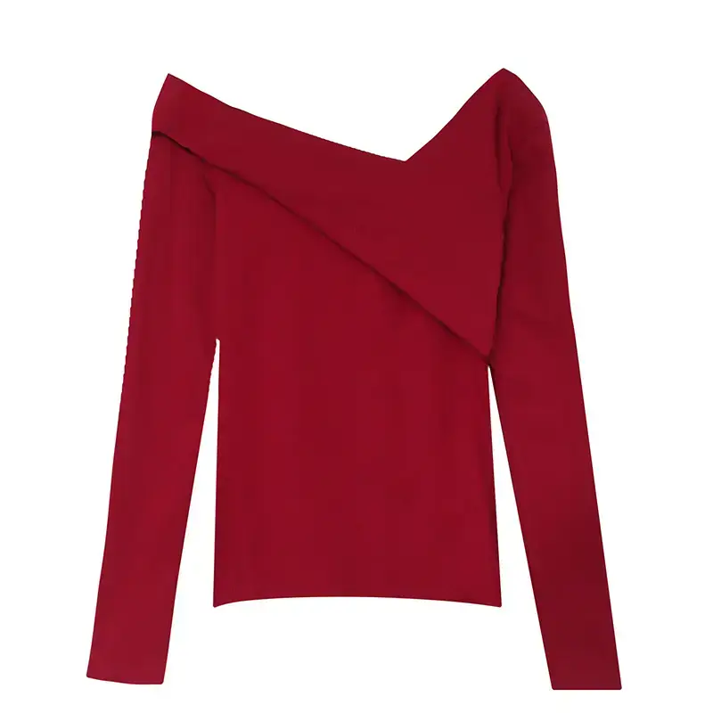 Women's Green Shoulder Top T-Shirt Long Sleeve - Image 9