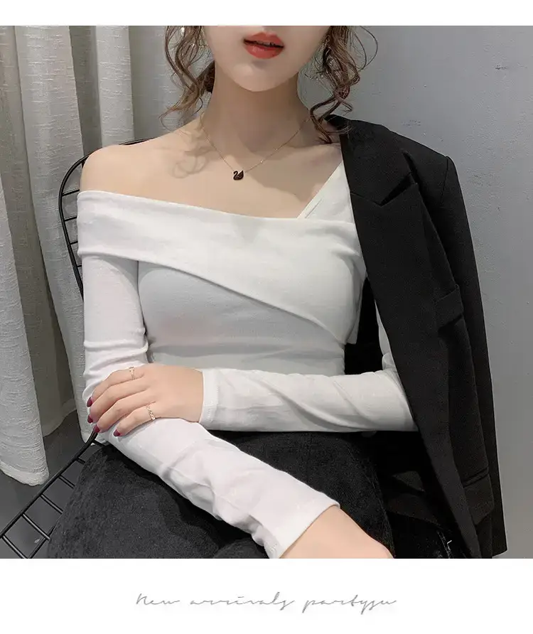 Women's Green Shoulder Top T-Shirt Long Sleeve — feature 15
