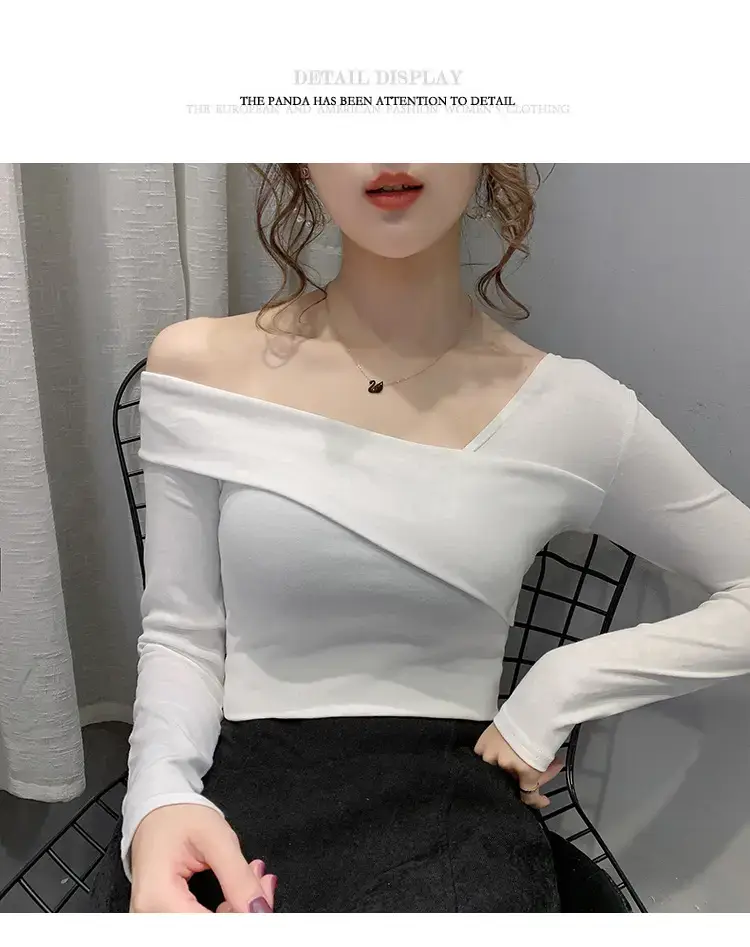 Women's Green Shoulder Top T-Shirt Long Sleeve — feature 18