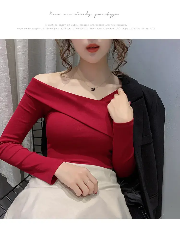 Women's Green Shoulder Top T-Shirt Long Sleeve — feature 21