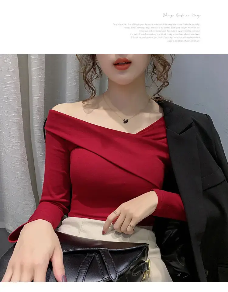 Women's Green Shoulder Top T-Shirt Long Sleeve — feature 22
