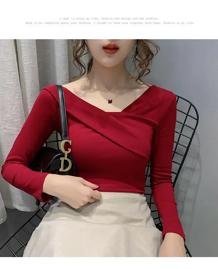 Women's Green Shoulder Top T-Shirt Long Sleeve — feature 23