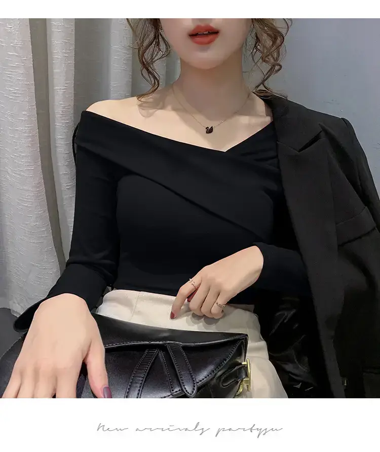 Women's Green Shoulder Top T-Shirt Long Sleeve — feature 26