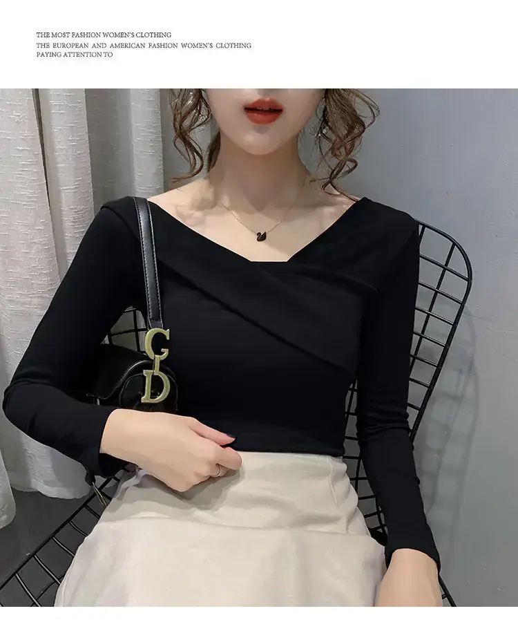 Women's Green Shoulder Top T-Shirt Long Sleeve — feature 27