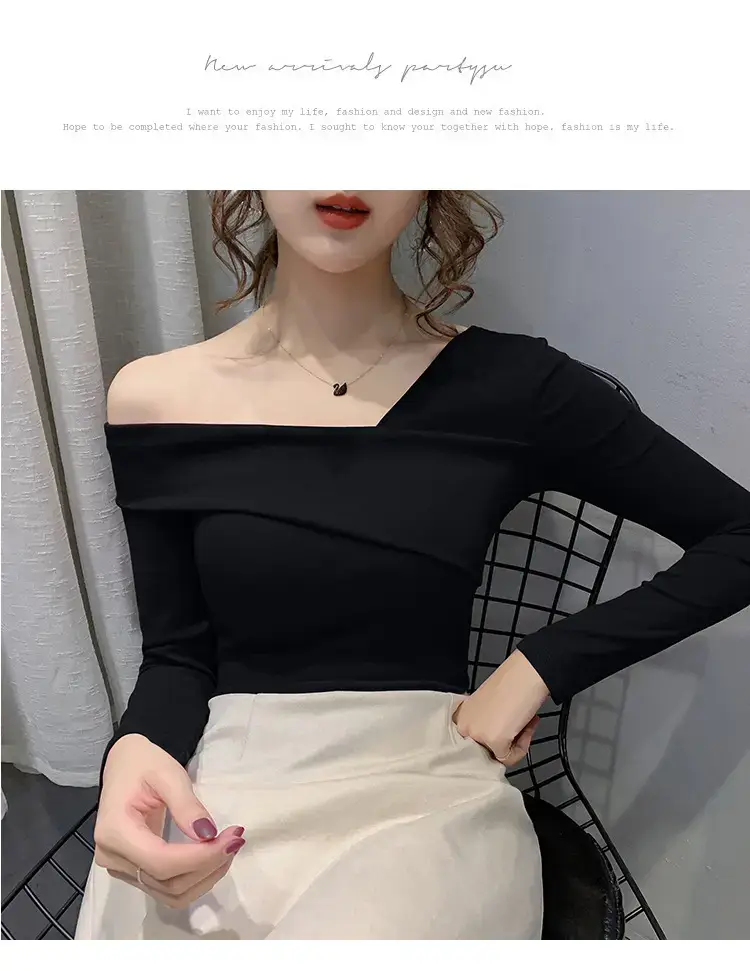 Women's Green Shoulder Top T-Shirt Long Sleeve — feature 28