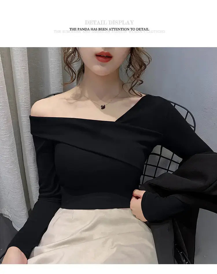 Women's Green Shoulder Top T-Shirt Long Sleeve — feature 29