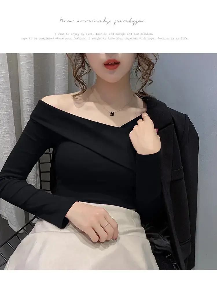 Women's Green Shoulder Top T-Shirt Long Sleeve — feature 30