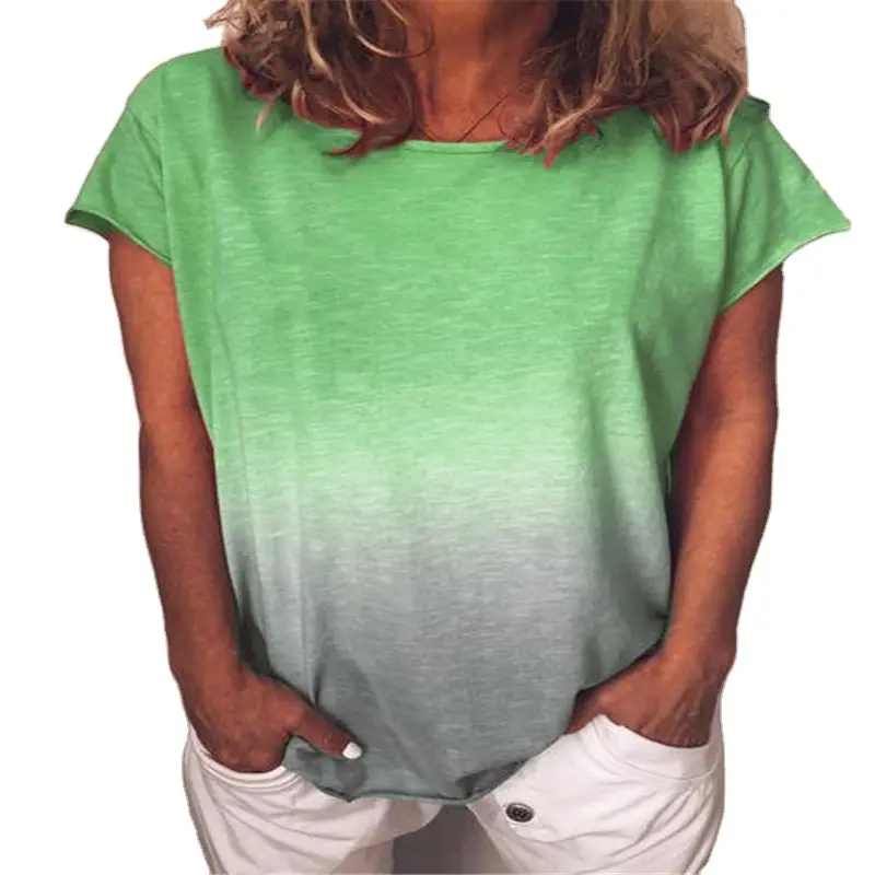 Rainbow Gradient Short Sleeve T-Shirt Green Grey - Image 8