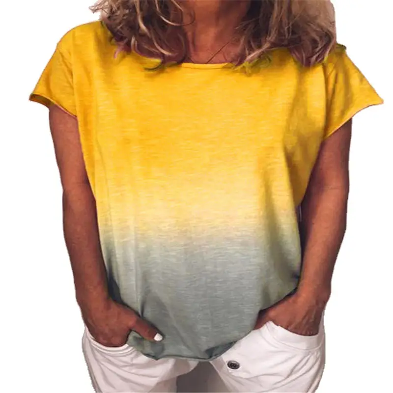 Rainbow Gradient Short Sleeve T-Shirt Green Grey - Image 10