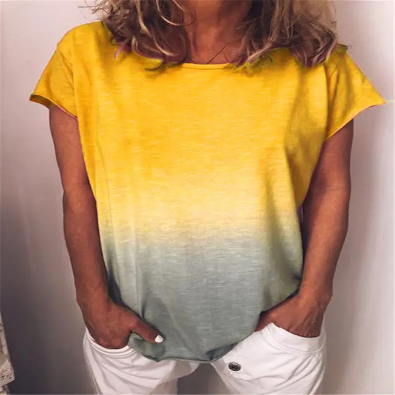 Rainbow Gradient Short Sleeve T-Shirt Green Grey - Image 5