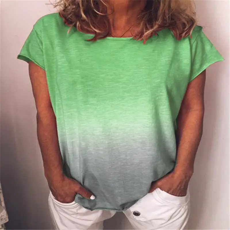 Rainbow Gradient Short Sleeve T-Shirt Green Grey - Image 6