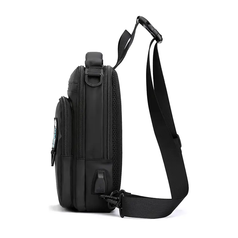 Men's USB Charging Anti-Theft Chest Bag Black - Image 9