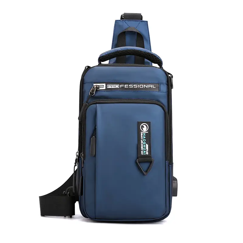 Men's USB Charging Anti-Theft Chest Bag Black - Image 2
