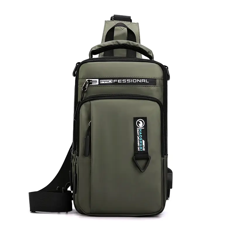 Men's USB Charging Anti-Theft Chest Bag Black - Image 5