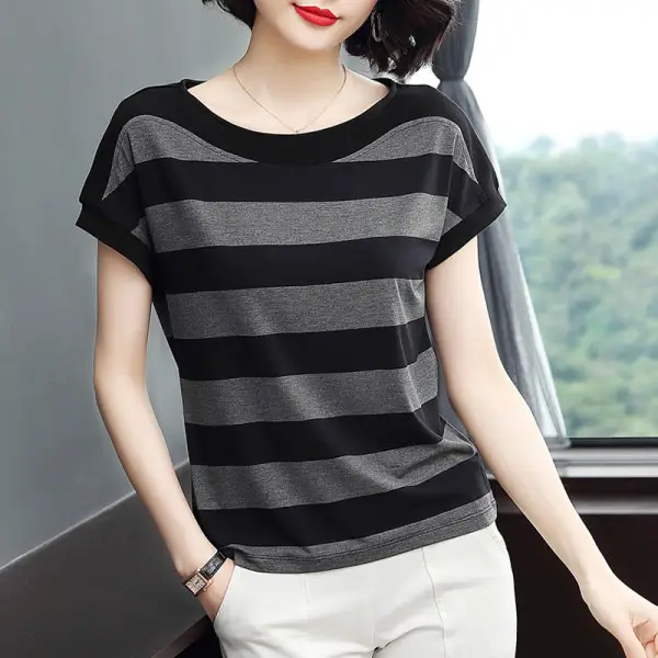 Women Striped T-Shirt Large Summer 2022 - Image 5