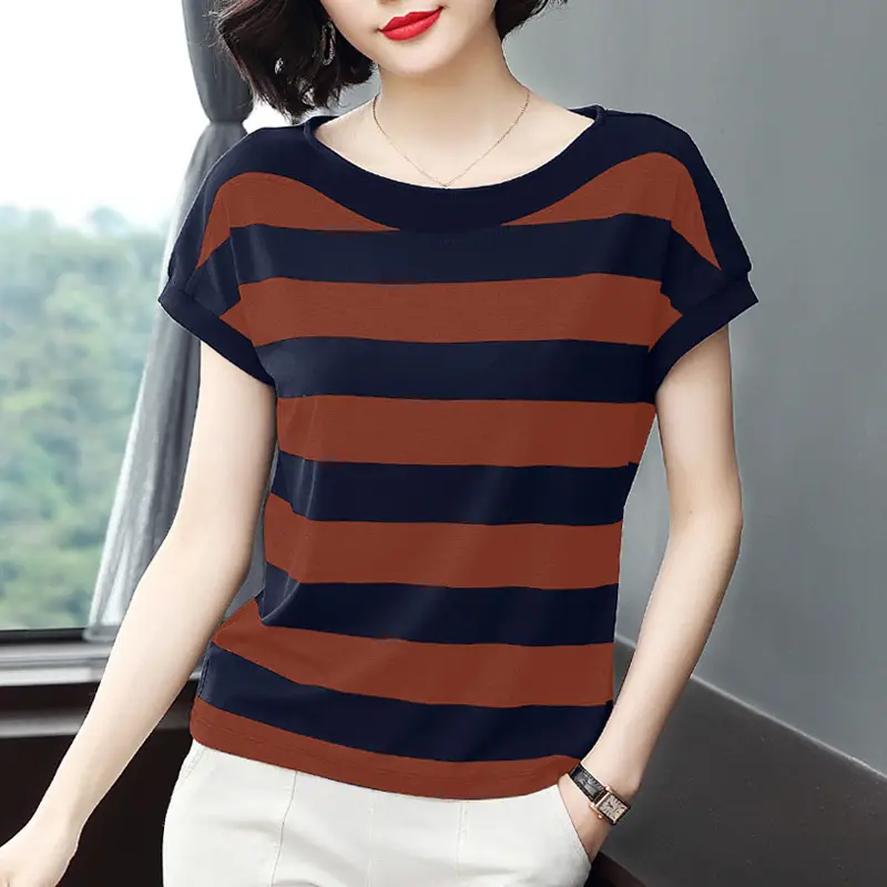 Women Striped T-Shirt Large Summer 2022 - Image 4