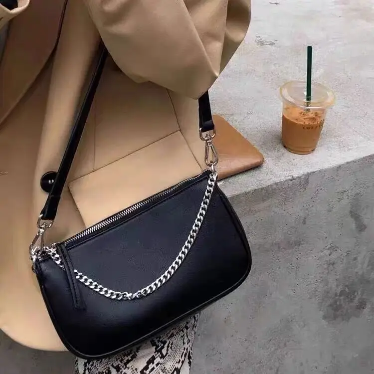 2025 Women's Black Crossbody Bag with Chain Strap - Image 3