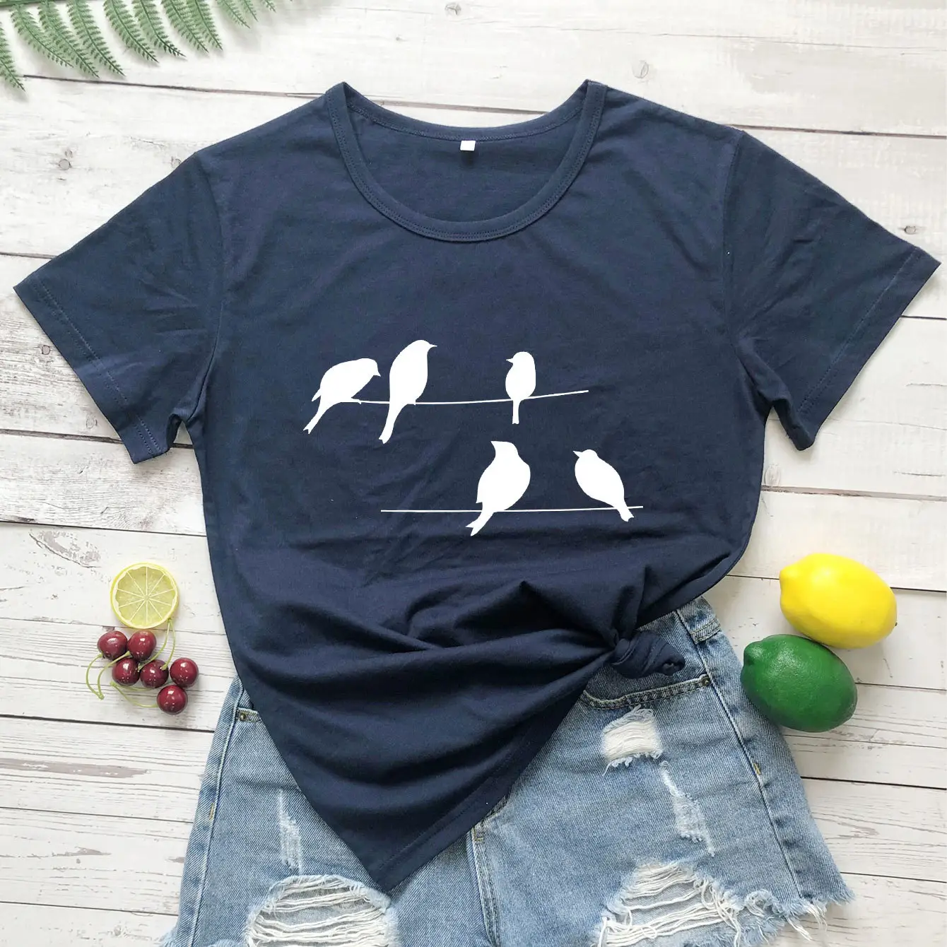 Maroon T-Shirt with Birds Print Short Sleeve - Image 5