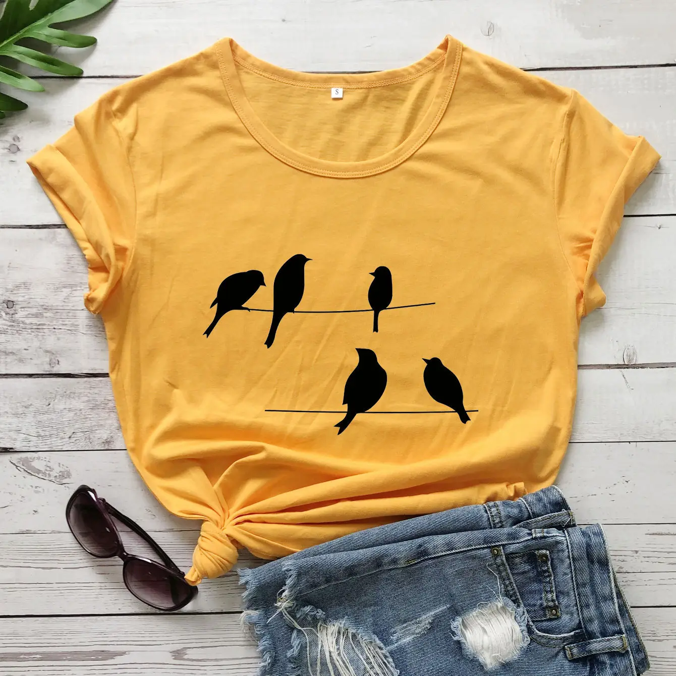 Maroon T-Shirt with Birds Print Short Sleeve - Image 4