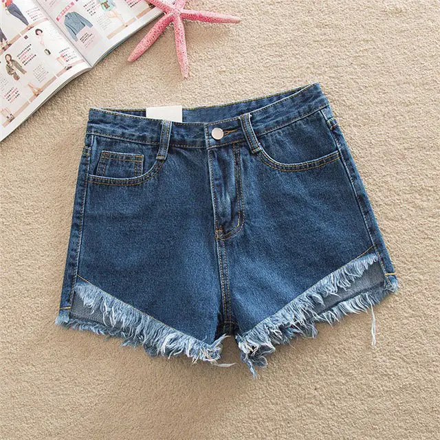2020 Korean Style Denim Shorts Women Loose Front High Waist