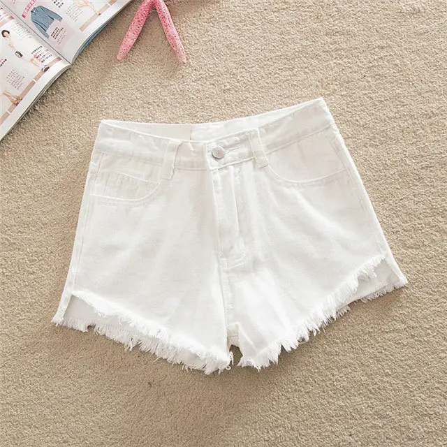2020 Korean Style Denim Shorts Women Loose Front High Waist