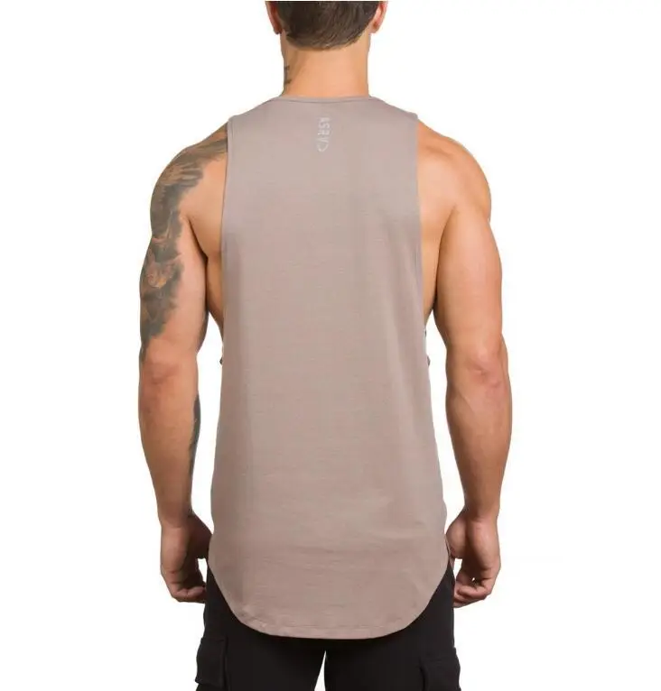 Men Sleeveless Cotton Vest Olive Green Back Waist - Image 2