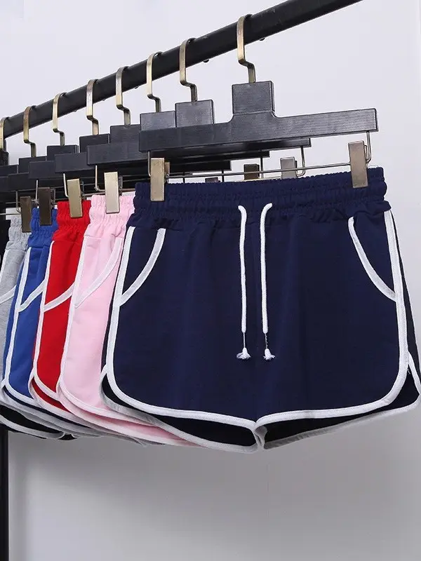 Women's Plus Size Drawstring Sports Shorts Grey White