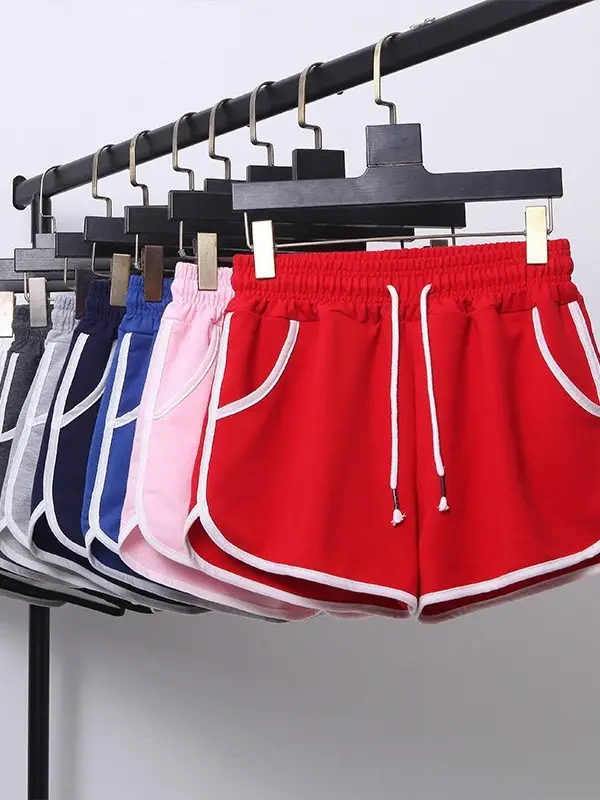 Women's Plus Size Drawstring Sports Shorts Grey White