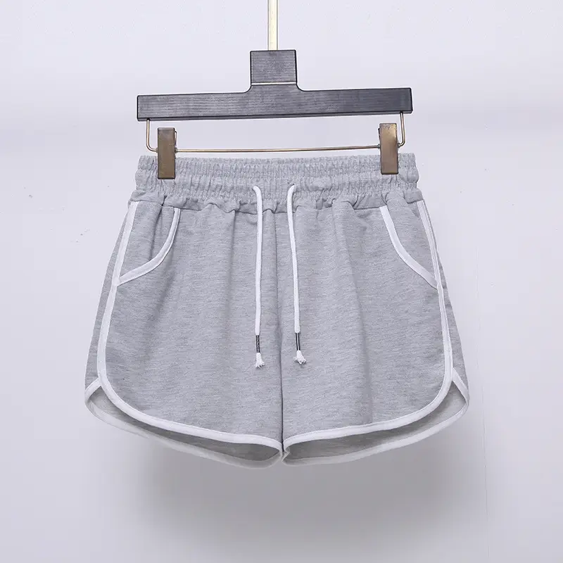 Women's Plus Size Drawstring Sports Shorts Grey White — feature 10