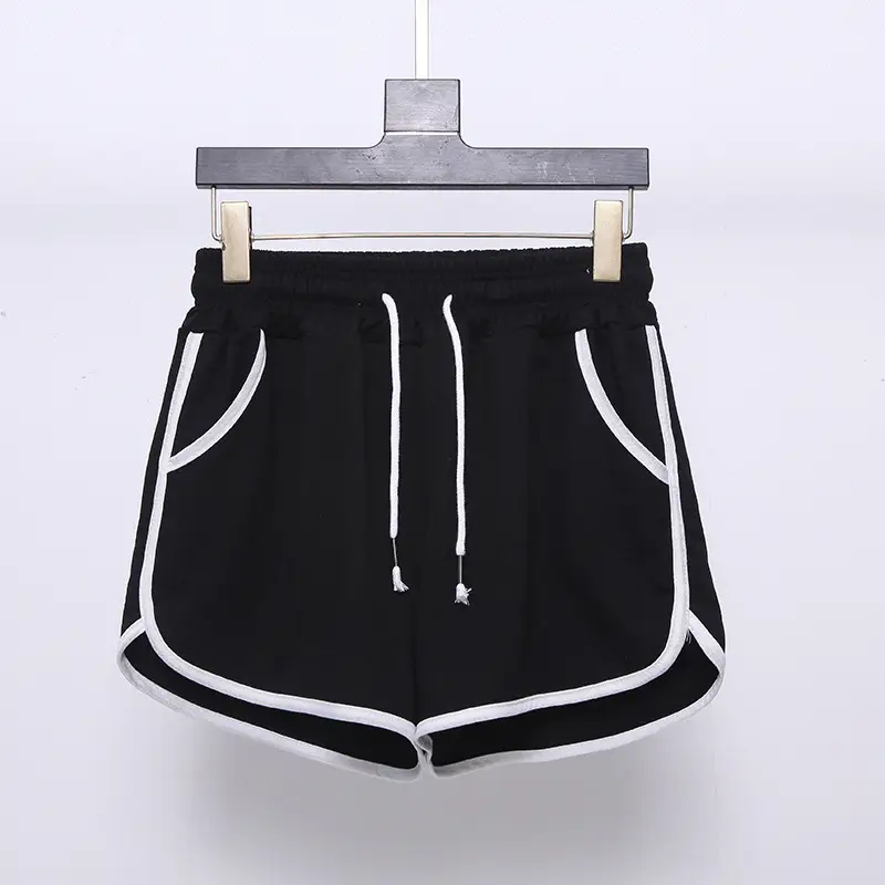 Women's Plus Size Drawstring Sports Shorts Grey White — feature 11