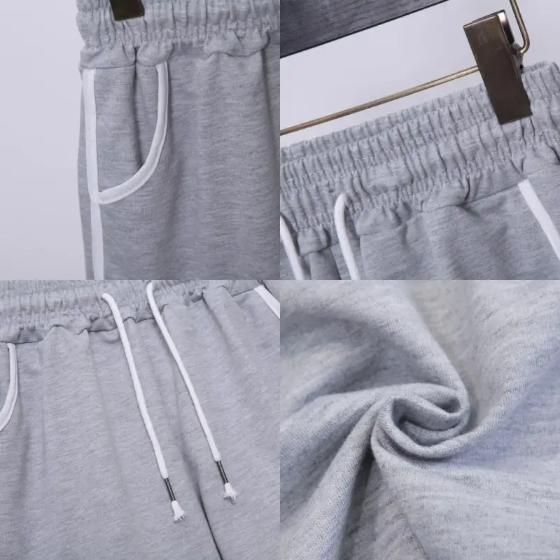 Women's Plus Size Drawstring Sports Shorts Grey White — feature 19