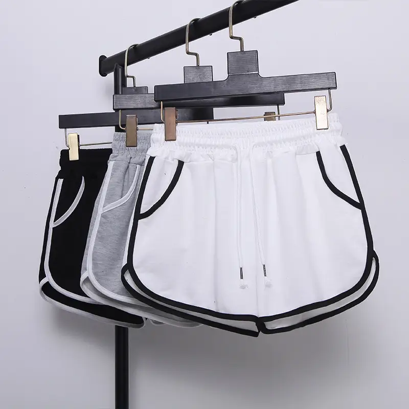 Women's Plus Size Drawstring Sports Shorts Grey White — feature 7