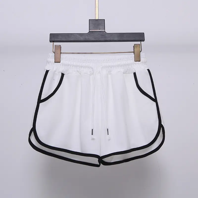 Women's Plus Size Drawstring Sports Shorts Grey White — feature 8