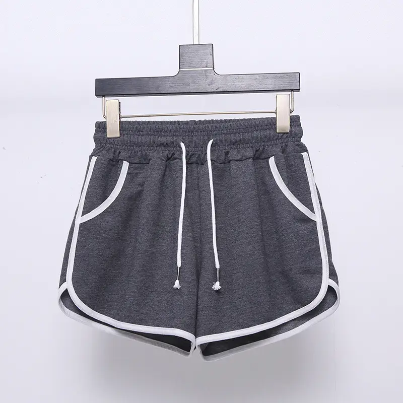 Women's Plus Size Drawstring Sports Shorts Grey White — feature 9