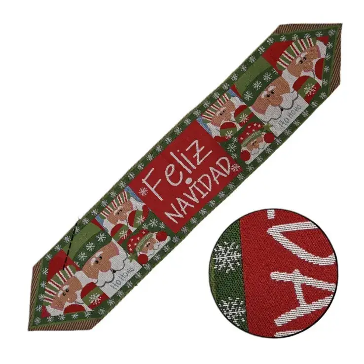 Christmas Tablecloth Red Green Tassel Design - Image 13
