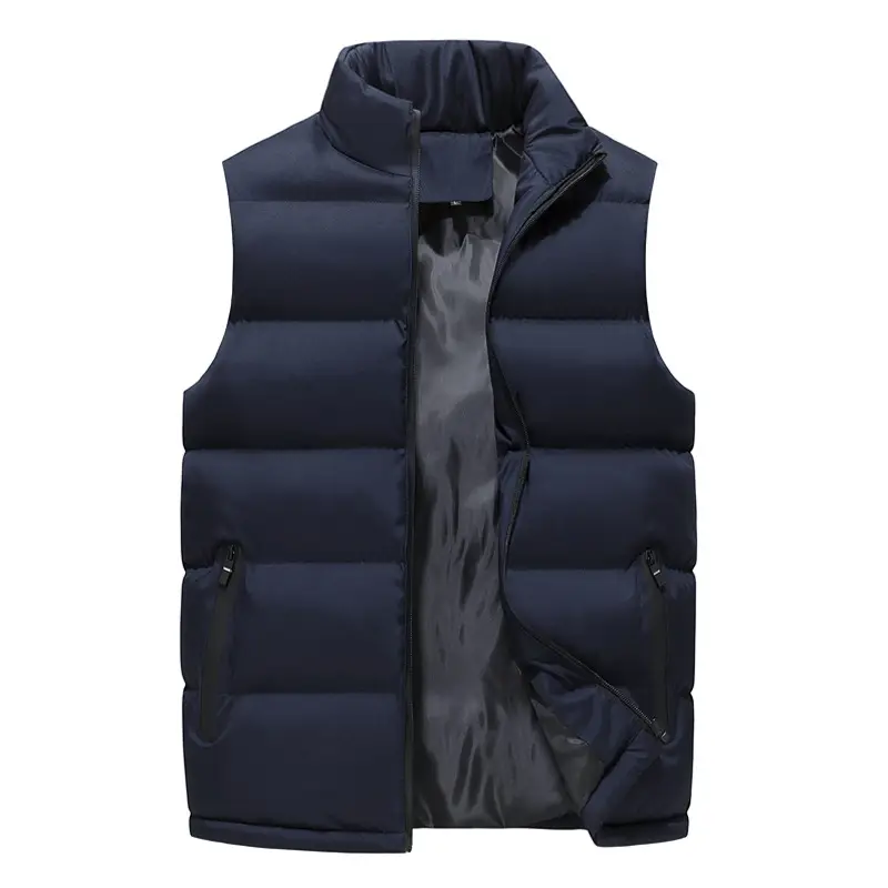 Men's Navy Blue Waistcoat Vest Thick Warm Cotton