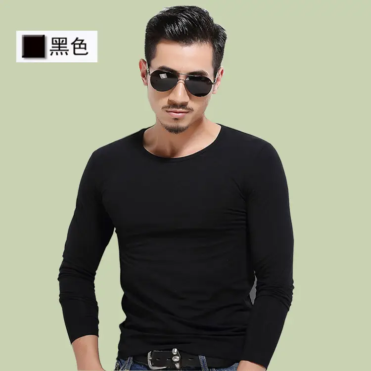 Men V-Neck Long Sleeve White T-Shirt - Image 2
