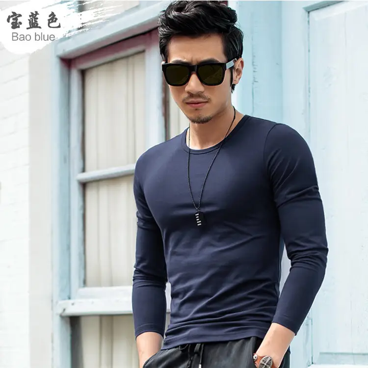 Men V-Neck Long Sleeve White T-Shirt - Image 5